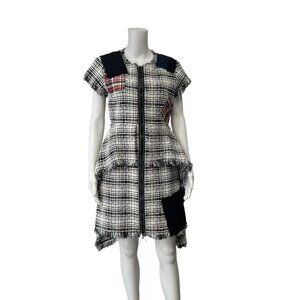 855 Sonia Rykiel Multi-Color Tweed Dress size 8/FR 40 Faux 2 Piece Sheath
